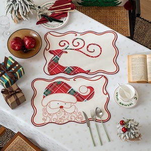 Giáng sinh nóng bán Santa Claus nai sừng tấm mô hình in sáng placemat vỏ sò thêu cạnh chịu nhiệt bảng mat - Product Image 1