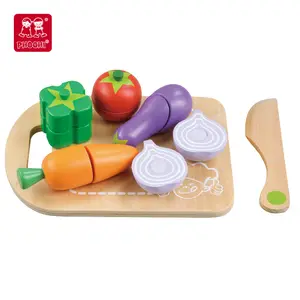 24M + accessoires de cuisine en bois, jeu de Simulation d'aliments, jouet coupe de légumes en bois