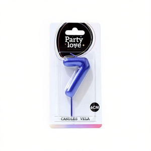 Bougie d'anniversaire Vela Party Love bleue numéro 7, 6 cm - Product Image 2
