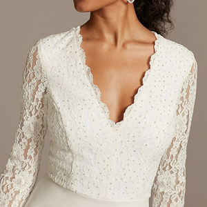 Weixin Abbigliamento Donna In Rilievo Crepe Guaina Midi <span class=keywords><strong>Vestito</strong></span> <span class=keywords><strong>Con</strong></span> Sheer Balza - Product Image 3