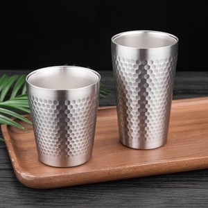Tasse en acier inoxydable à motif de <span class=keywords><strong>marteau</strong></span> à double couche simple et à la mode, tasse à main - Product Image 3