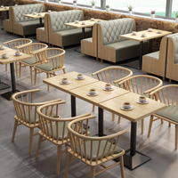Café-restaurant restauration rapide Restaurant commercial table et chaise en bois ensemble en cuir café banc canapé sièges japonais salle à manger ensemble de chaises