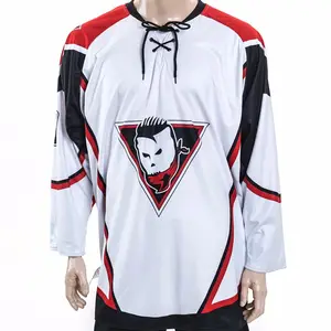 Maglie da Hockey su ghiaccio per giovani a sublimazione reversibile uniforme da Hockey divertente College di alta qualità