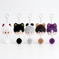 Porte-clés en peluche mignon, breloque tête d'animal Kawaii, pompon, porte-clés en peluche douce, vente en gros personnalisée