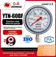 Factory Direct Sales Hongqi Brand Instrument Earthquake-Resistant 304 Stainless Steel Pressure Gauge YTN-60BF High-Temperature