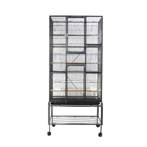 OEM ODM Black Metal Wire <strong>Large</strong> Breeding <strong>Bird</strong> Parrot Cages With Wheels <strong>Feeder</strong> - Product Image 2