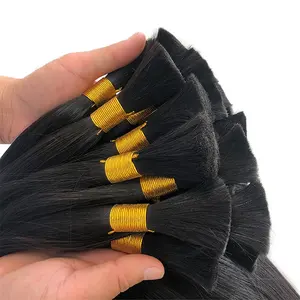 Factory wholesale 100% Raw Human Hair Extensions Natural Black Color Brazilian blonde Double Drawn Hair Bulk