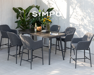 SIMPOLIFESTYLE Premium Outdoor Furniture Set Luxury Garden <strong>MESA</strong> High Dining Chair Balcony 6Seats Aluminium Bar <strong>Table</strong> - Product Image 3