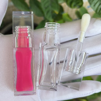 En stock – 50 tubes carrés transparents personnalisables pour brillant à lèvres ou huile à lèvres, 7 ml et 10 ml, avec grand applicateur