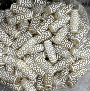 GemYa Wholesalen티베트 Dzi 비즈 흰색 마노 보석 만들기 타원형 우아하고 세심한 티베트 Dzi 비즈 - Product Image 5