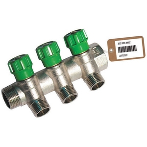 Collettore Lineare con Rubinetti di Chiusura a 3 Vie 3/4 X 1/2 per Valvole di Riempimento - Product Image 1