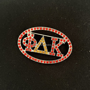 Broche de poitrine ovale en métal avec strass pour femmes PHI DELTA KAPP <span class=keywords><strong>Association</strong></span> Jewelry Organization - Product Image 1