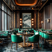 Luxe haut de gamme rond demi-cercle en cuir incurvé hôtel café restaurant Table chaise ensembles stand sièges meubles stand