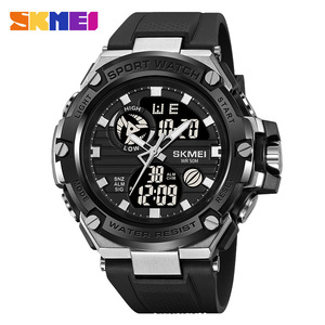 Skmei Men's Sport Watch Dual Display Electronic Watch Waterproof TPU Strap Alarm <b>Clock</b> Black Gold - Product Image 5