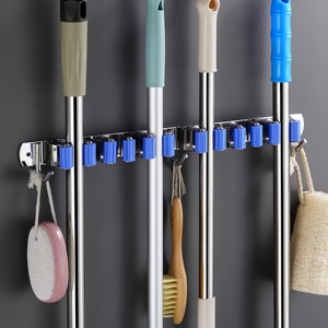 Accesorios sanitarios y accesorios <span class=keywords><strong>de</strong></span> baño, abrazadera <span class=keywords><strong>para</strong></span> fregona, soporte multifuncional <span class=keywords><strong>para</strong></span> fregona/escoba montado en la pared <span class=keywords><strong>para</strong></span> <span class=keywords><strong>el</strong></span> <span class=keywords><strong>hogar</strong></span>, nuevo listado - Product Image 2