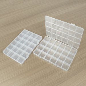 24 Compartment Plastic Storage Box For Beads Jewelry Nail Art 19x13x1.5cm Desktop Organizer With Lid - Product Image 2