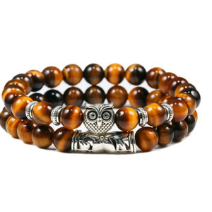 G4197 venta al por mayor 8mm 2 unids/set pulsera de cuentas cadena amazónica piedra volcánica Lava búho encanto cuentas pulseras joyería - Product Image 1