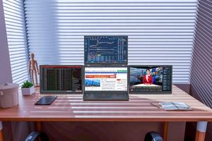 Moniteur portable pliable à <span class=keywords><strong>double</strong></span> écran quadruple 13 pouces 1080P FHD, triple extension d'écran pour <span class=keywords><strong>PC</strong></span>, support intelligent pour jeux - Product Image 6