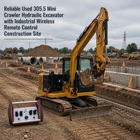 Mini-excavatrice sur chenilles 305.5 avec moteur C1.7T d'occasion et télécommande sans fil industrielle pour travaux d'ingénierie civile