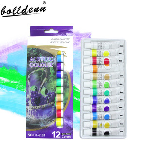 Buena calidad 12 colores pigmento acrílico <span class=keywords><strong>pintura</strong></span> de pared impermeable textil tubo de aluminio niños piedra Diy traje pintado - Product Image 1