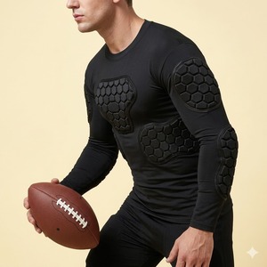 Maillot de football à manches longues pour adulte avec rembourrage de compression, protection EVA, silicone antidérapant, protection corporelle pour sports extrêmes - Product Image 3