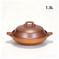 Pot en céramique rétro de style pastoral de 1,3 L avec couvercle en dôme, résistant à la chaleur, passe au lave-vaisselle, compatible avec les cuisinières à induction/gaz, ensemble de cuisine
