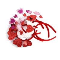 Bandeau en forme de cœur rouge pour la Saint-Valentin, accessoire pour cheveux, décoration de fête de mariage, plume, paillettes, pince à cheveux en plastique