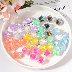 16mm Acrylic AB Coated Square Beads - <b>Sparkling</b> Duo Color Hollow Geometric Beads for DIY Jewelry Making <b>Bag</b> Bracelet Car Charm - Product Image 1