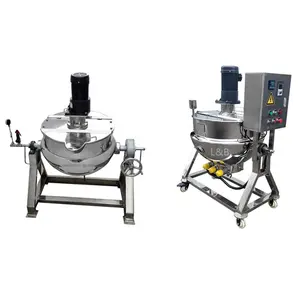 Stainless Steel Tilting Large Cooking Equipment /Industrial Electric Jacketed Cooking Kettle with mixer for Food