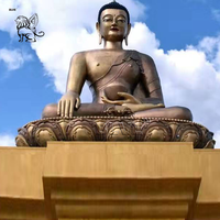 BLVE décoration extérieure Temple Figure religieuse grande Sculpture de bouddha assis en Bronze Statue de bouddha géante en or