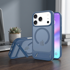 Étui en TPU+PC avec support magnétique transparent, antichoc, mince, couleur unie bleue - Product Image 3