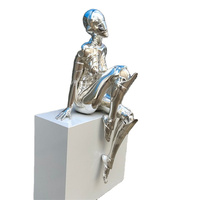 Sculpture robot femme en acier inoxydable statue fille robot grandeur nature