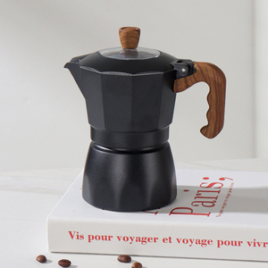 เครื่องชงกาแฟเอสเพรสโซแบบคลาสสิก หม้อ<span class=keywords><strong>กาแฟ</strong></span>สำหรับใช้ในบ้าน สีดำขาว พร้อมด้ามจับไม้ - Product Image 4