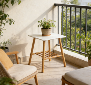 <span class=keywords><strong>Tavolino</strong></span> Moderno in Bambù, Piano Grigio Chiaro con Ripiano Aperto, <span class=keywords><strong>Tavolino</strong></span> Minimalista per Soggiorno e Camera <span class=keywords><strong>da</strong></span> Letto - Product Image 1