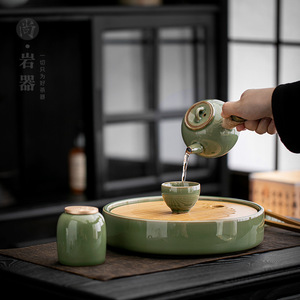 Juego de Té de Cerámica, Una Tetera y Cuatro Tazas, Hecho a Mano, Estilo Vintage para Oficina - Product Image 4