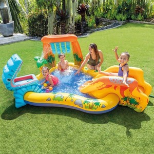 Tobogán acuático inflable para niños, para jugar al aire libre, con rociador y tobogán, material de PVC color amarillo limón - Product Image 1