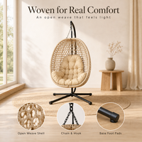 Fauteuil suspendu individuel moderne et minimaliste en acier inoxydable, type nid d'oiseau, sur pied, pour balcon, salon, patio