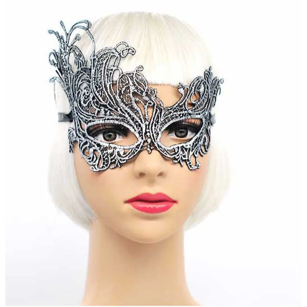 Kant Sexy Zwart, Masquerade Mysterieuze Kant Gezicht Voor Vrouwen Carnaval Decoraties Kostuum Zwart/