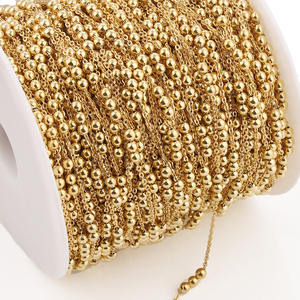 Cadena Plana de Acero Inoxidable al por Mayor con Bola Dorada, Cadena de Tres Bolas <span class=keywords><strong>para</strong></span> Collar, Pulsera, Accesorios de Joyería - Product Image 1