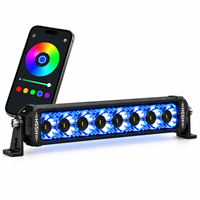 Barre lumineuse LED HSSH 6 pouces 45W à double rangée avec rétroéclairage RGB, faisceau spot haute intensité, lumière tout-terrain, contrôle par application pour camion, SUV, 4x4