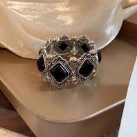 Bracelet vintage noir à fermoir - Luxueux, haut de gamme, rétro et exquis, adapté à toutes les occasions, cadeau parfait pour les amis