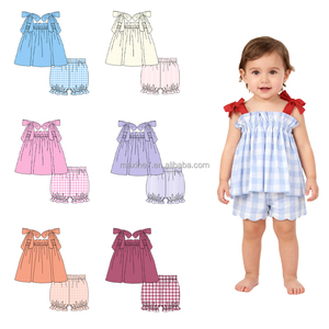 Set di abbigliamento per ragazze estate bambini senza maniche Slip Dress set Design a quadretti nuovo stile per bambini vestiti per bambini - Product Image 5