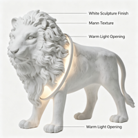 Lampadaire de luxe en résine sculptée en forme de lion, design moderne et minimaliste, éclairage LED décoratif pour hôtel, villa, salle d'exposition, salon, art