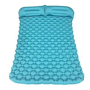 Colchoneta de playa plegable para exteriores, colchoneta inflable enrollable de doble tamaño para dormir y acampar con almohada