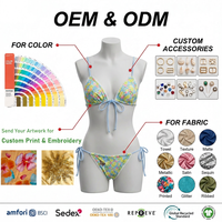 Badpak van gerecycled textiel, tweedelig, met gekruiste veters aan de voorkant, hoge snit, cheeky slip, dames strandkleding