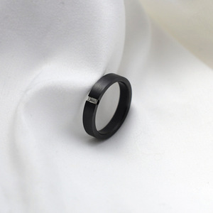Black Pure <b>Titanium</b> <b>Ring</b> Geometric Shape Tension Setting Unisex Fashion Jewelry Gift - Product Image 1