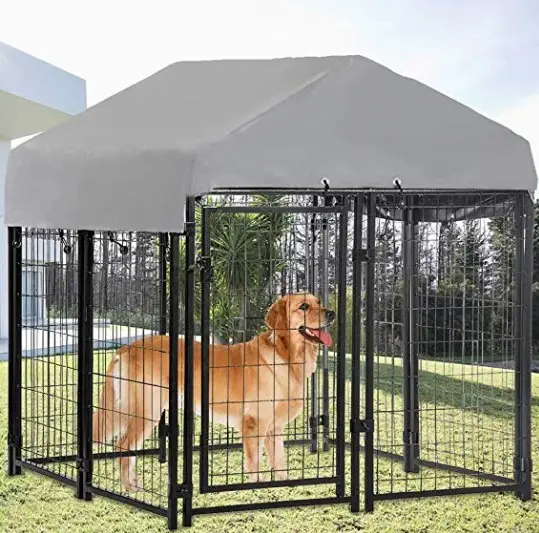 Treillis Métallique soudé Chenil Chien Caisses Cage Robuste En Métal Intérieur Extérieur Parc Pour Animaux De Compagnie avec un Toit et à L'eau couverture résistante