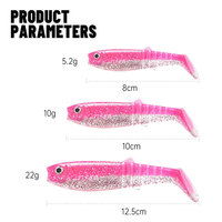 TG 3 pièces/sac 8cm 10cm 12cm Vente Chaude Leurre de Pêche en PVC de Haute Qualité Appât Souple à Queue en T Segments Articulés Pêche en Mer