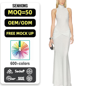 Vestido Largo Maxi Elegante <span class=keywords><strong>de</strong></span> Cuello Alto Sexy, Diseño Personalizado, Fabricante <span class=keywords><strong>de</strong></span> Ropa <span class=keywords><strong>de</strong></span> Alta Calidad, MOQ Bajo - Product Image 1