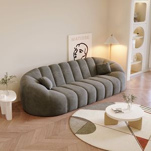 Shell <b>Sofa</b> Cream Colored Velvet Tufted Design Modern Living Room Furniture - Product Image 4